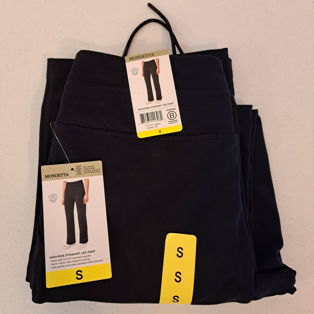 Mondetta Straight Leg Pant Womens Small Black NWT High Rise Recycled 796-223 - Picture 4 of 4